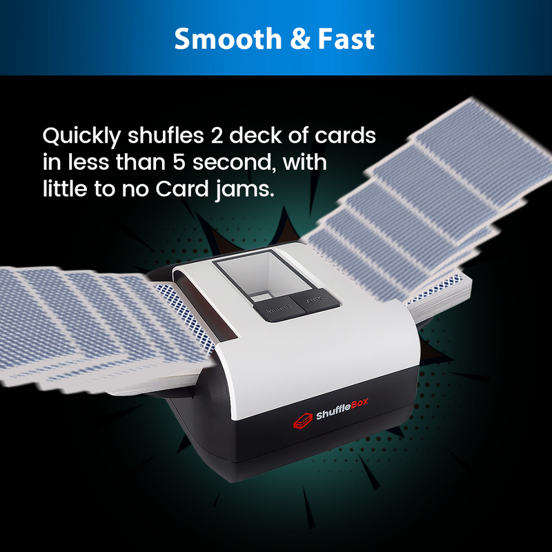 ShuffleBox S1 Automatic Card Shuffler with 2000mAh Rechargeable Battery, Low Noise, Card-Jam Free