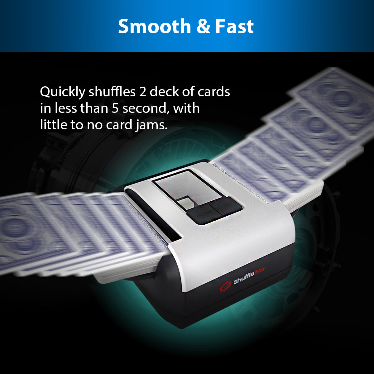 ShuffleBox S1 Automatic Card Shuffler with 2000mAh Rechargeable Battery, Low Noise, Card-Jam Free